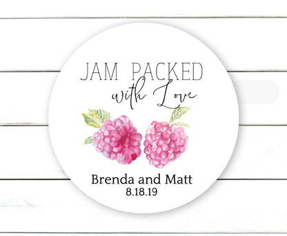 Jam Packed with Love Stickers, Strawberry, Peach, Jam Labels for Favors