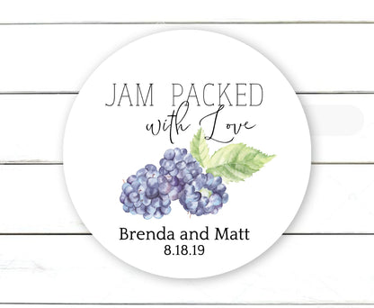 Jam Packed with Love Stickers, Strawberry, Peach, Jam Labels for Favors