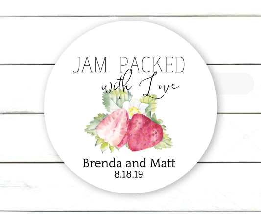 Jam Packed with Love Stickers, Strawberry, Peach, Jam Labels for Favors