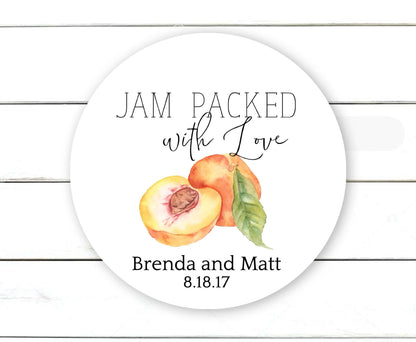 Jam Packed with Love Stickers, Strawberry, Peach, Jam Labels for Favors