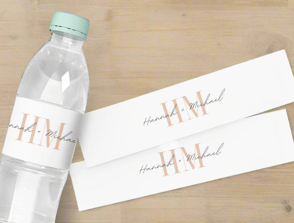 25 Personalized Water Bottle Labels, Wedding Party Water Bottle Stickers