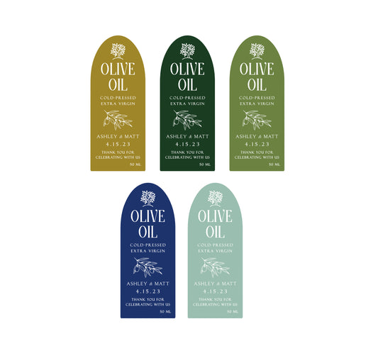 20 Olive Oil Labels for Oil Bottles, Personalized Wedding Labels
