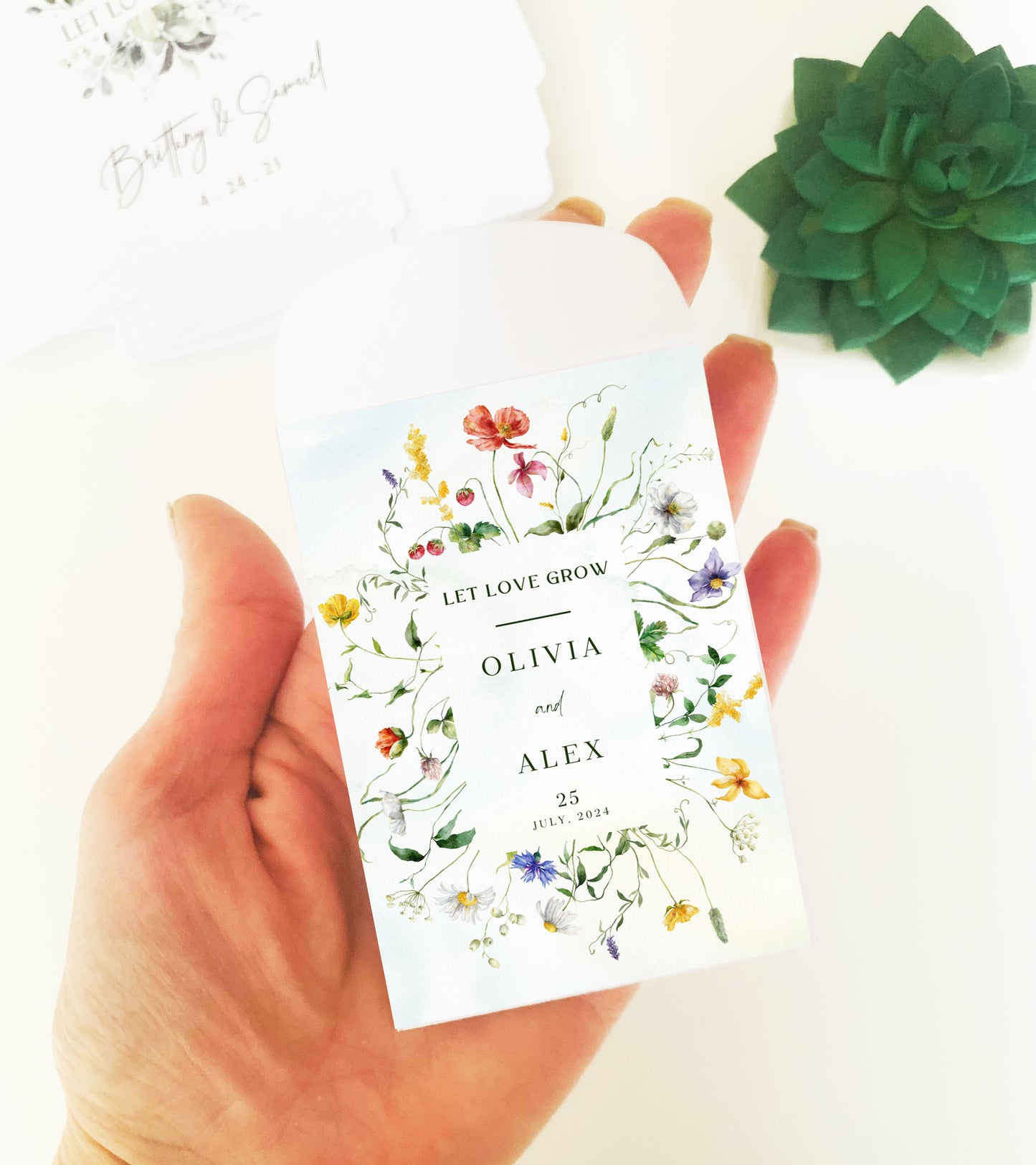 20 Let Love Grow Packets with Wildflower Seeds for Wedding Favors
