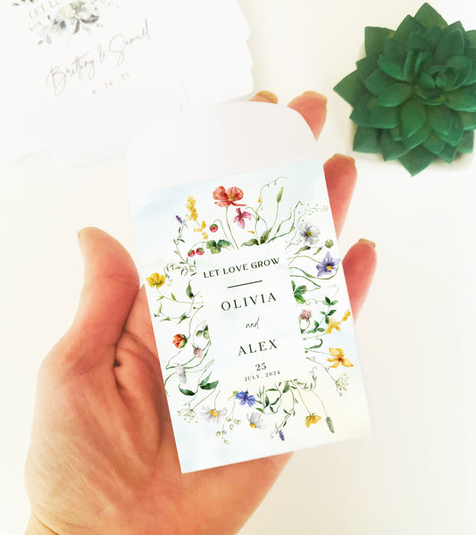 20 Let Love Grow Packets with Wildflower Seeds for Wedding Favors