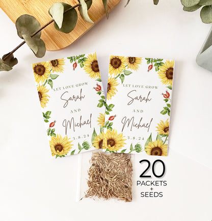 20 Let Love Grow Packets with Wildflower Seeds for Wedding Favors