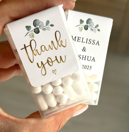 20 Tic Tac Mint to Be Favor Stickers with Green Leaves for Weddings and Bridal Showers