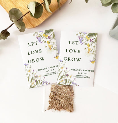 20 Let Love Grow Packets with Wildflower Seeds for Wedding Favors